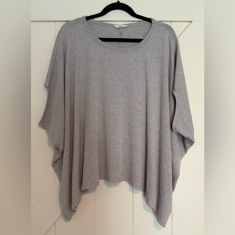 Gray Ribbed Knit Poncho shirt